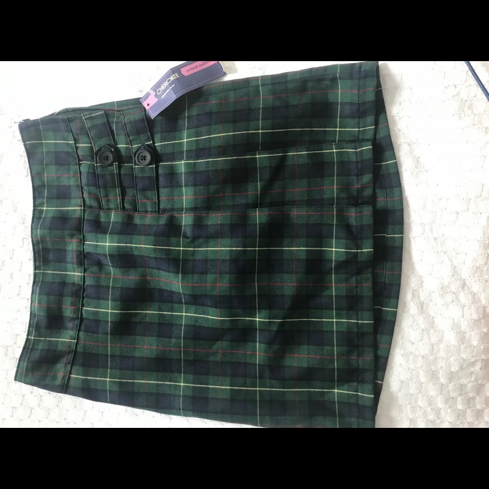 Green school uniform skirt
